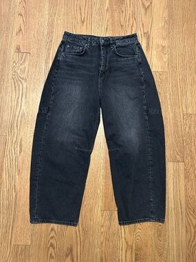 Rag & Bone Charlie High Rise Barrel Jeans Black Wash Sz 29 Trendy Wide Leg